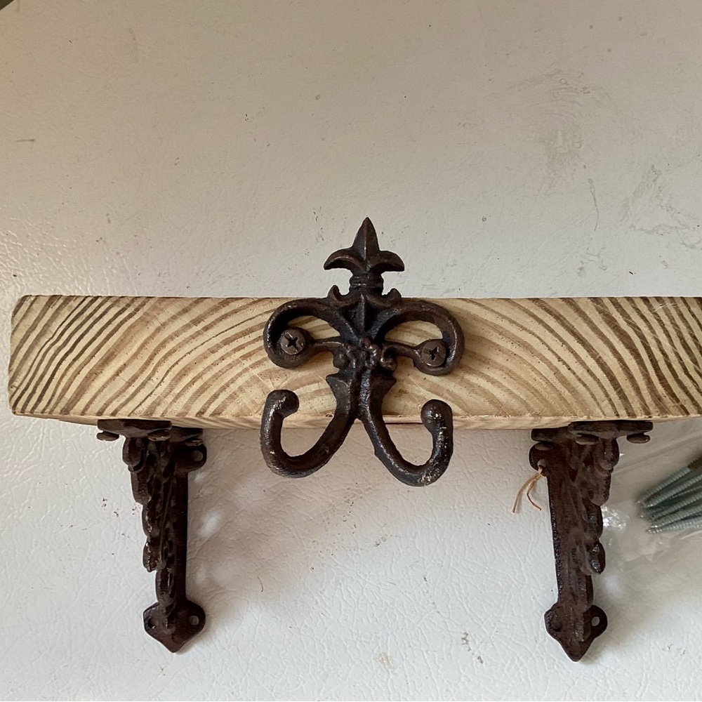 Rustic Brown Farmhouse Distressed Wood Wall Shelf